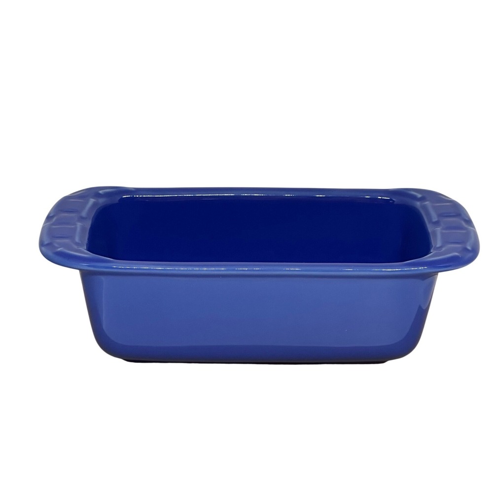 Longaberger Woven Traditions Small Loaf Dish Cornflower Blue Pottery 3162030